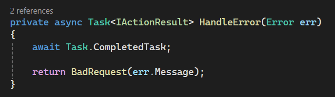 CustomerController.HandleError() using Result Pattern