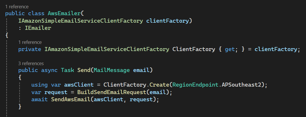 AwsEmailer with hardcoded value